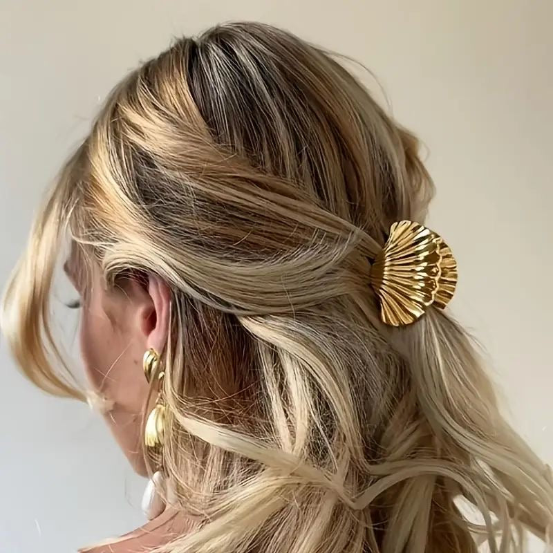 Golden Metallic Shell Claw Clips
