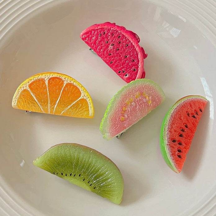 Fruit Slice Hair Clip - Set Of 4 ( Assorted )