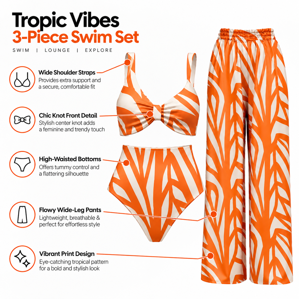 Orange Crush Bikini With Pants Set