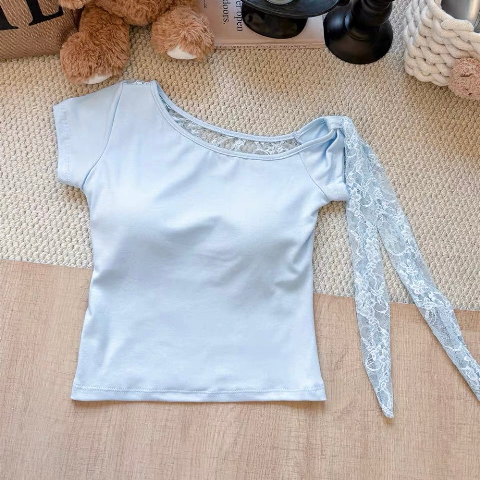 All-Over Lace Backless Built-in Bra Top