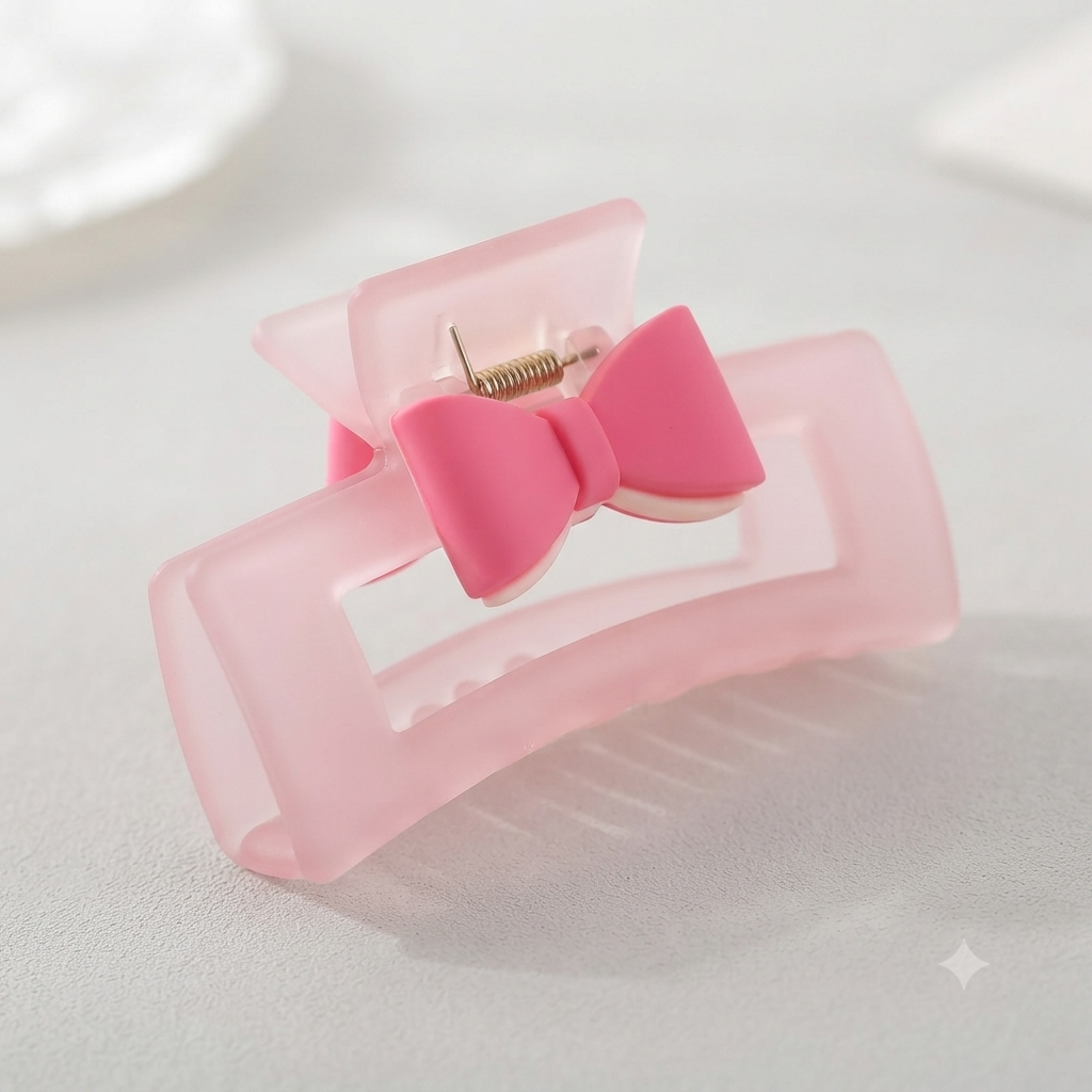Sweet Heart & Bow Claw Clip