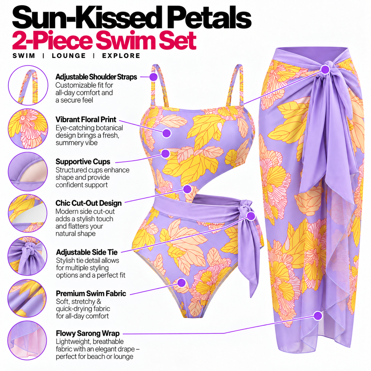 Floozie Monokini and Sarong Set
