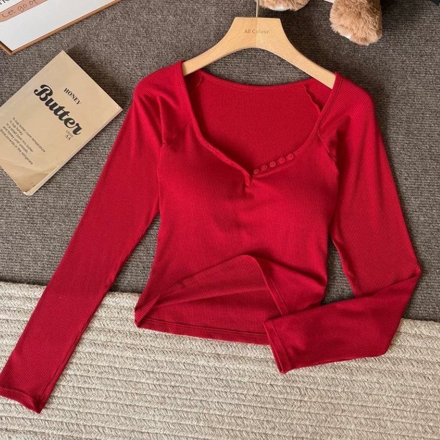 Sweetheart Sculpt Built-in Bra Full Sleeves Top