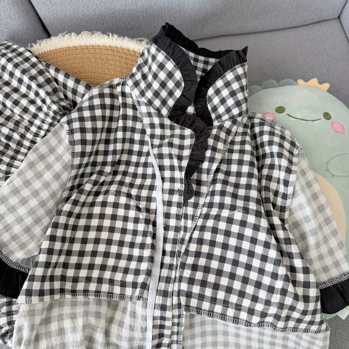 Black Tie Ruffles Padded Nightsuit - 3pc Set