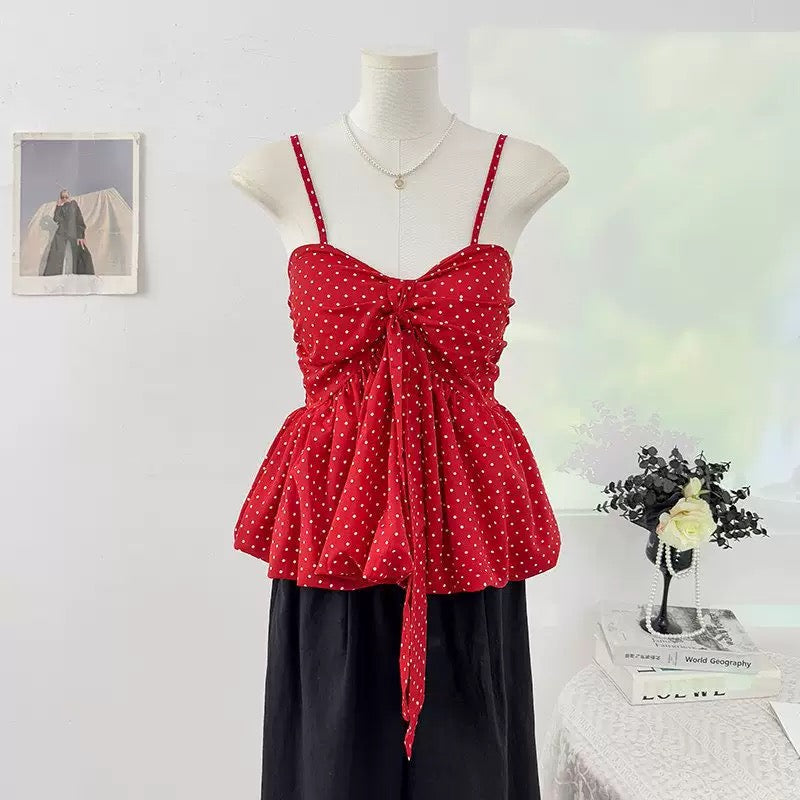 Monroe Polka Peplum Padded Top