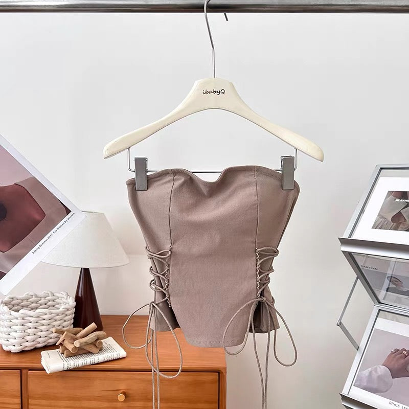 Side Cinch Built-in Bra Tube Top