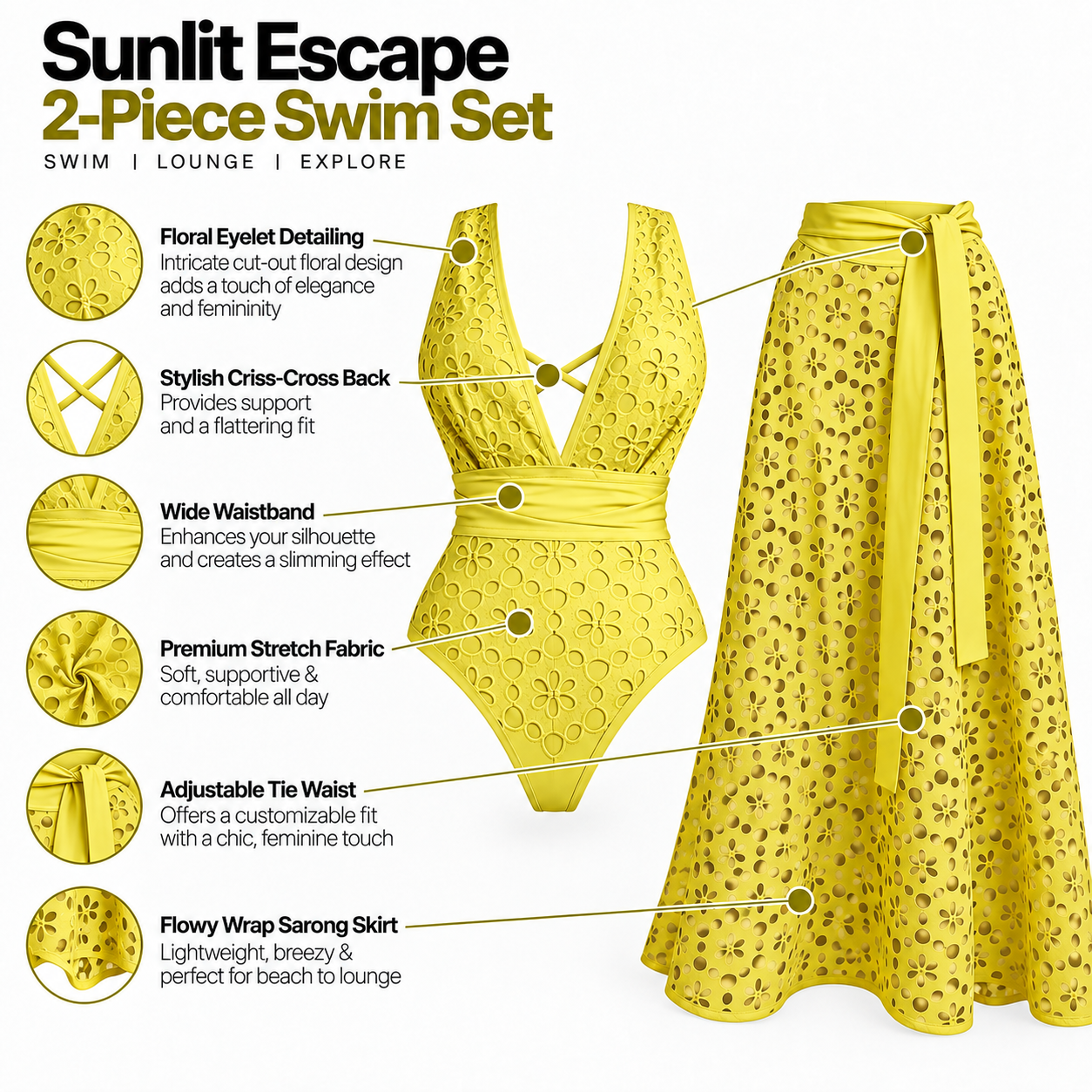 Genda Phool - Monokini & Skirt Set