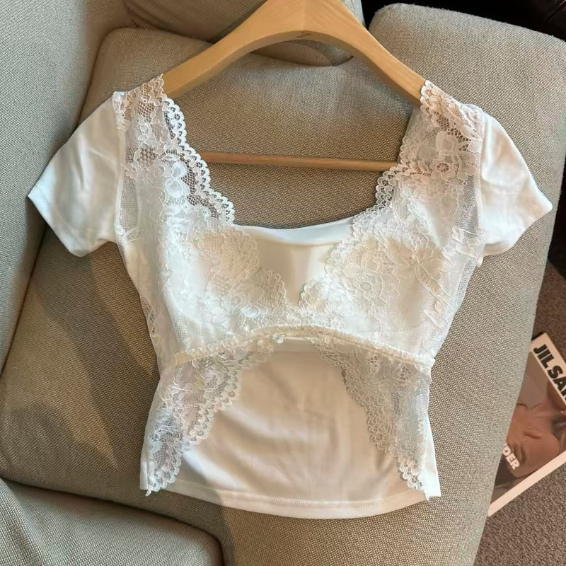 Butterfly Open-Back Lace Built-in Bra Top