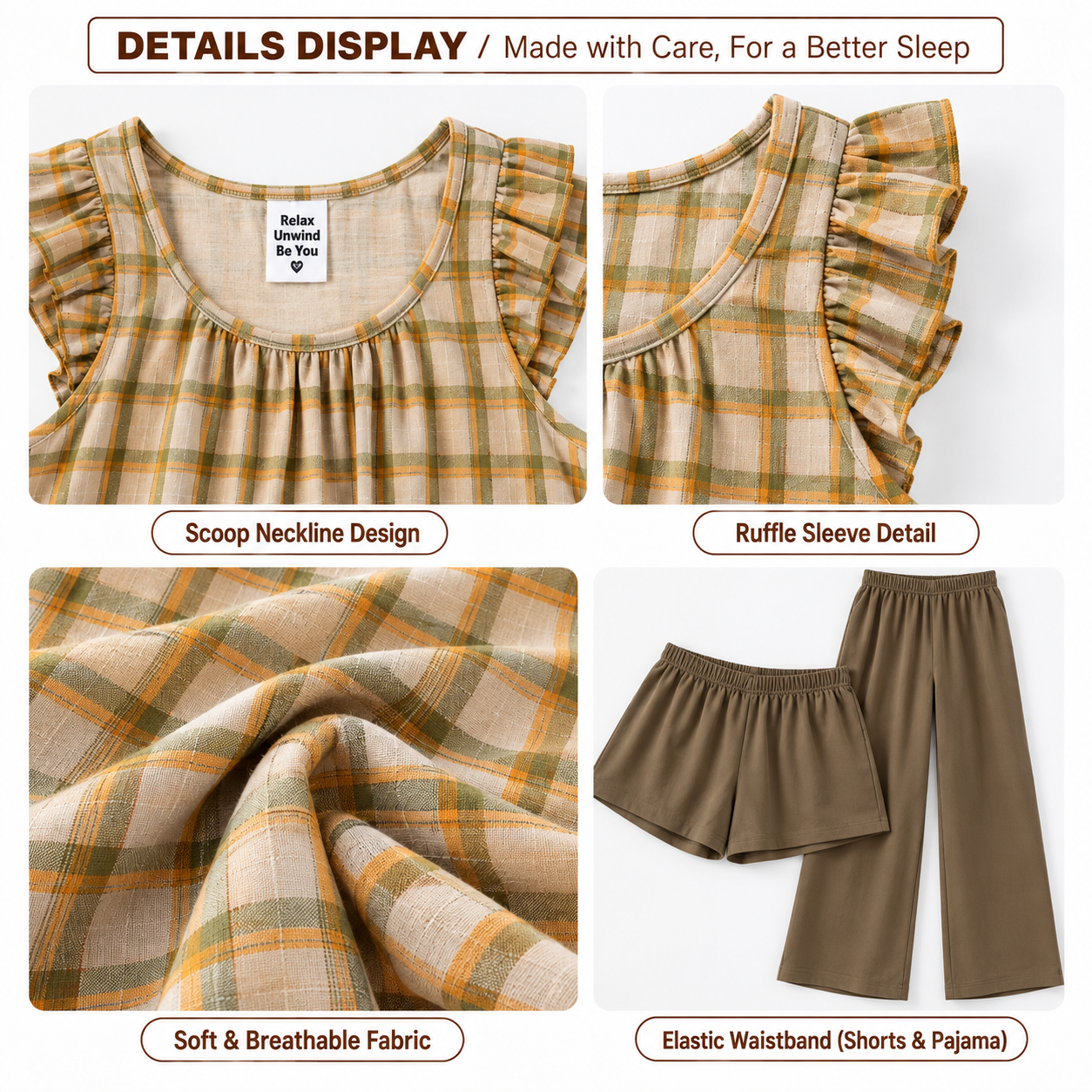 Willow Ruffle Padded Nightsuit - 3pc Set