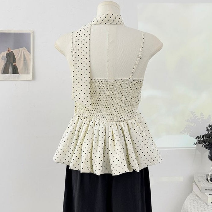 Monroe Polka Peplum Padded Top