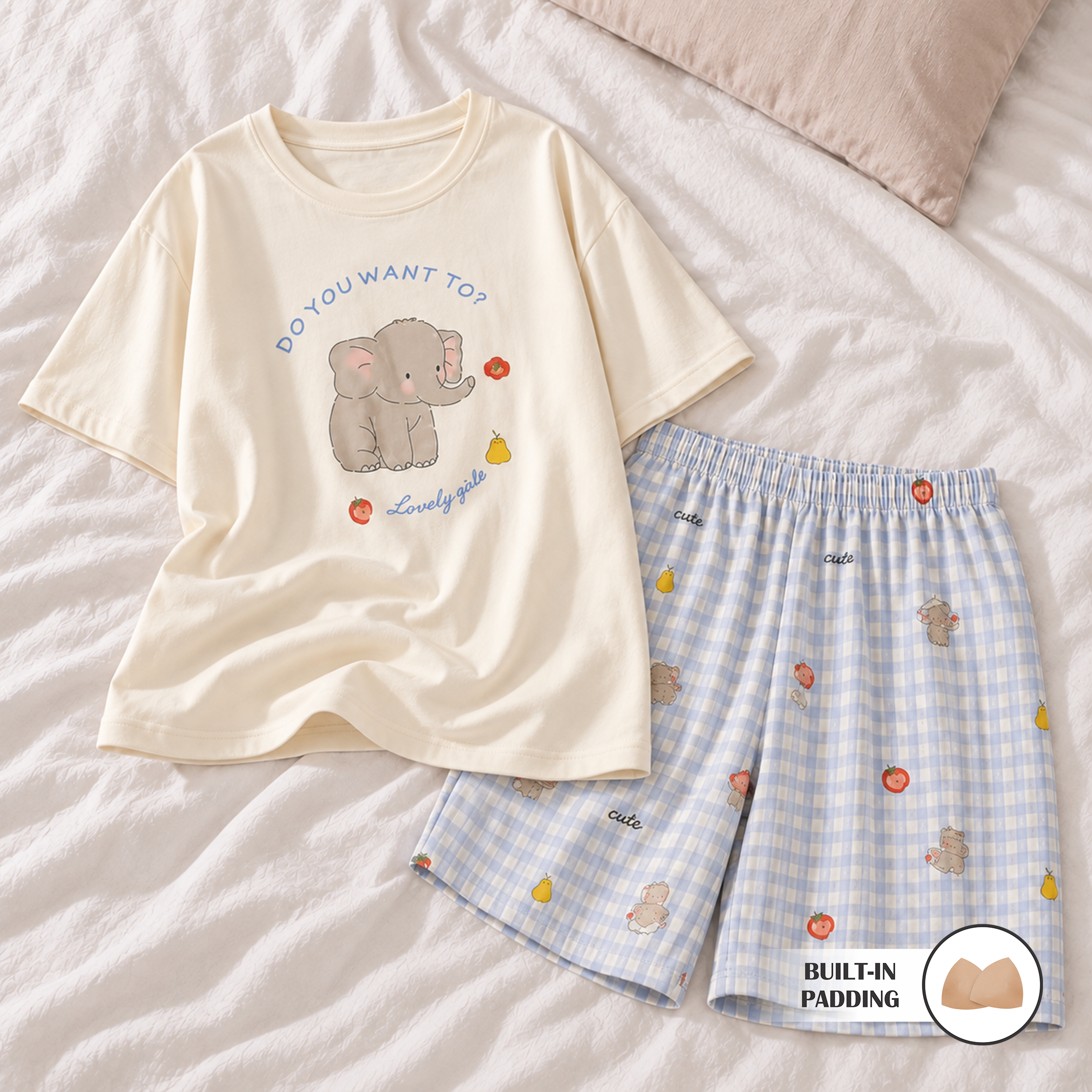 Ellie Gingham Padded Nightsuit Set