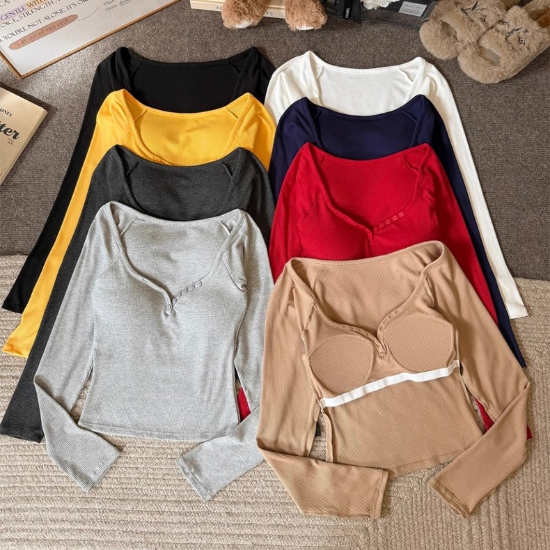 Sweetheart Sculpt Built-in Bra Full Sleeves Top