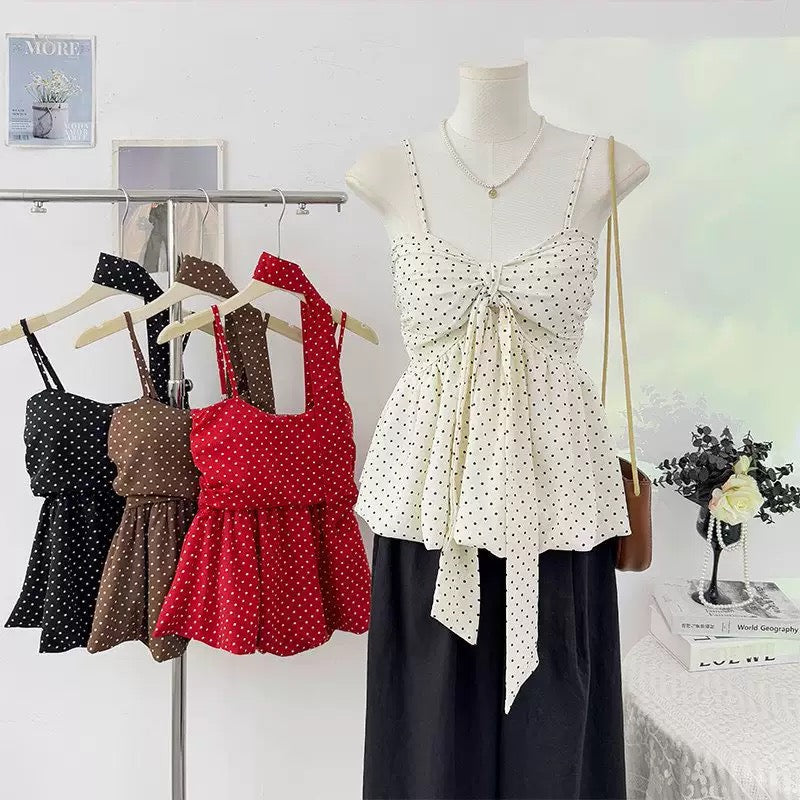 Monroe Polka Peplum Padded Top