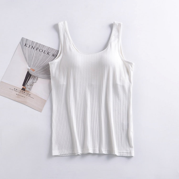 Celine Ribbed Padded Tank Top