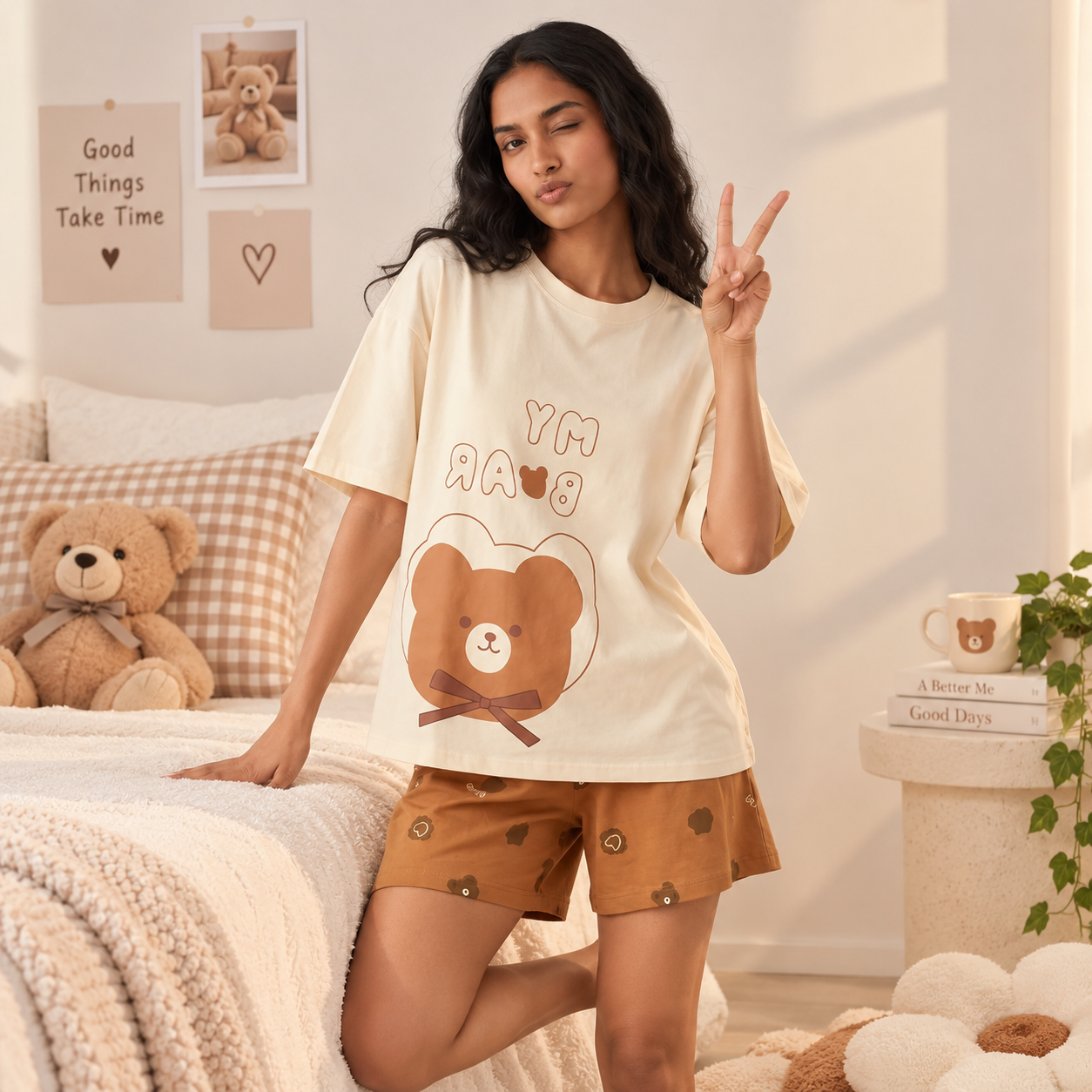 Cinnamon Bear Padded Nightsuit Set