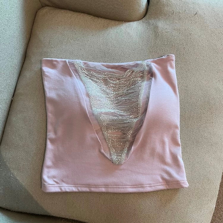 Crystal Waves Built-in Bra Tube Top