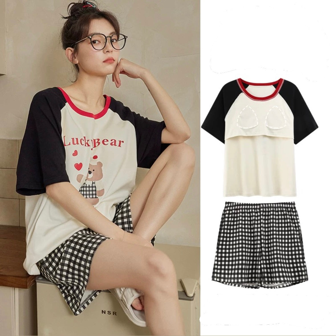 Bichon Summer Checks Padded Nightsuit Set