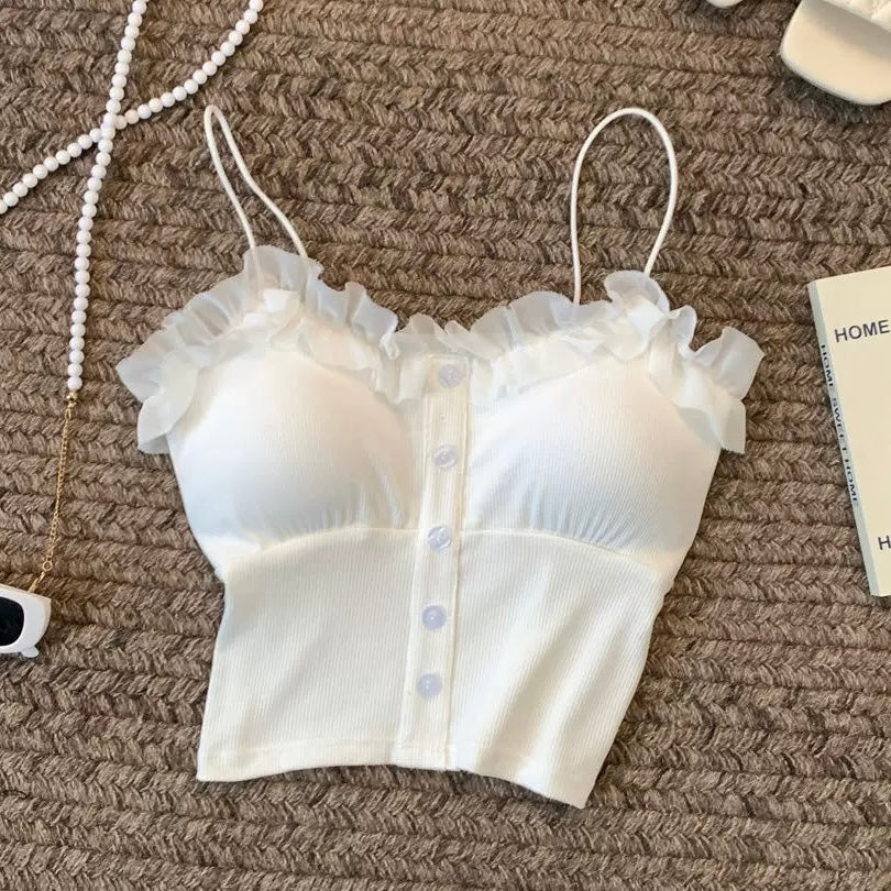 Balletcore Built-in Bra Frill Top