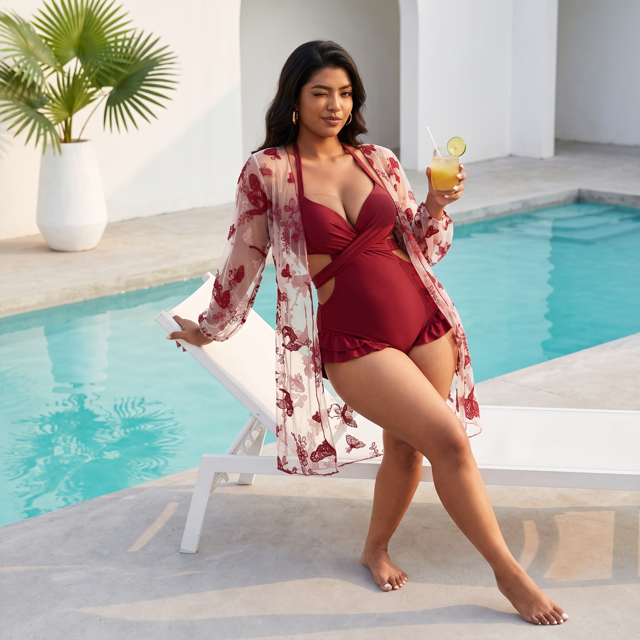 Noir Butterfly Monokini with Shrug