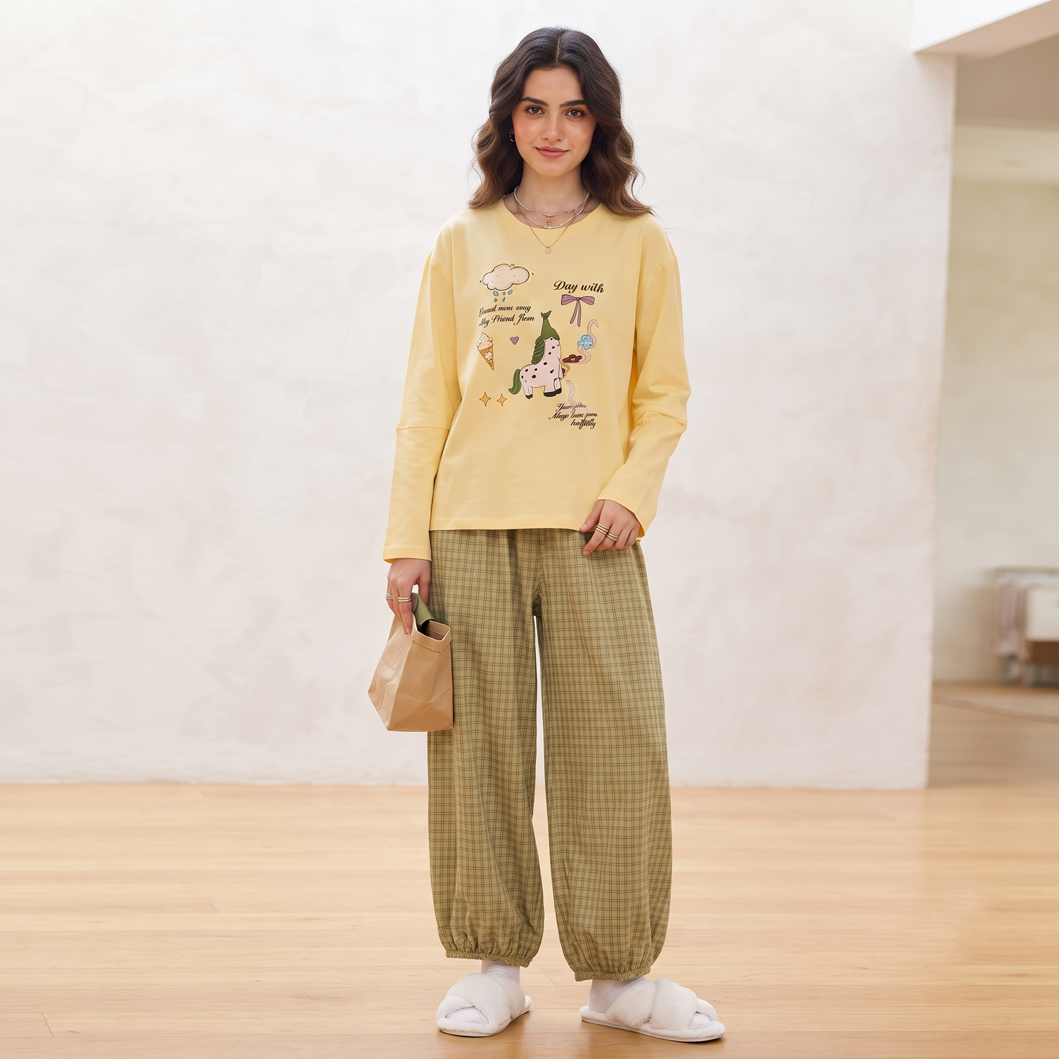 Autumn Checks Padded Nightsuit Set