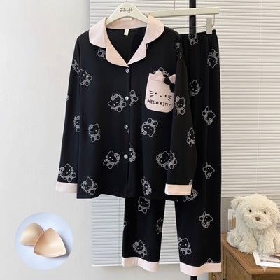 Midnight Kitty Padded Nightsuit Set