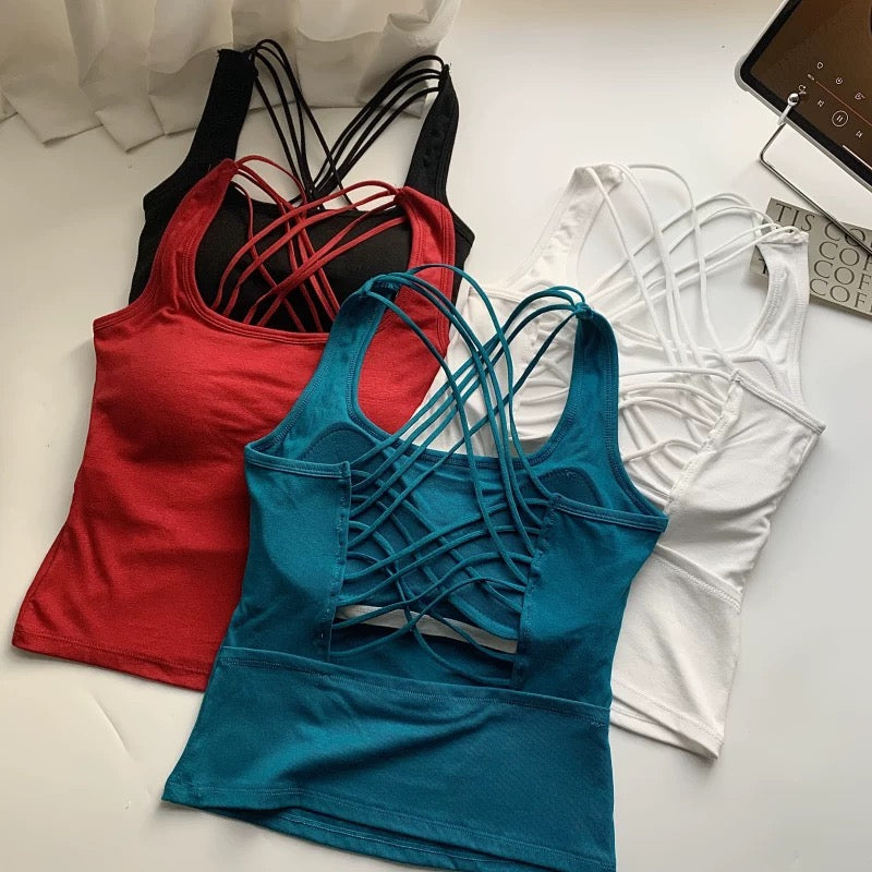Infinity Strap Built-In Bra Tank Top