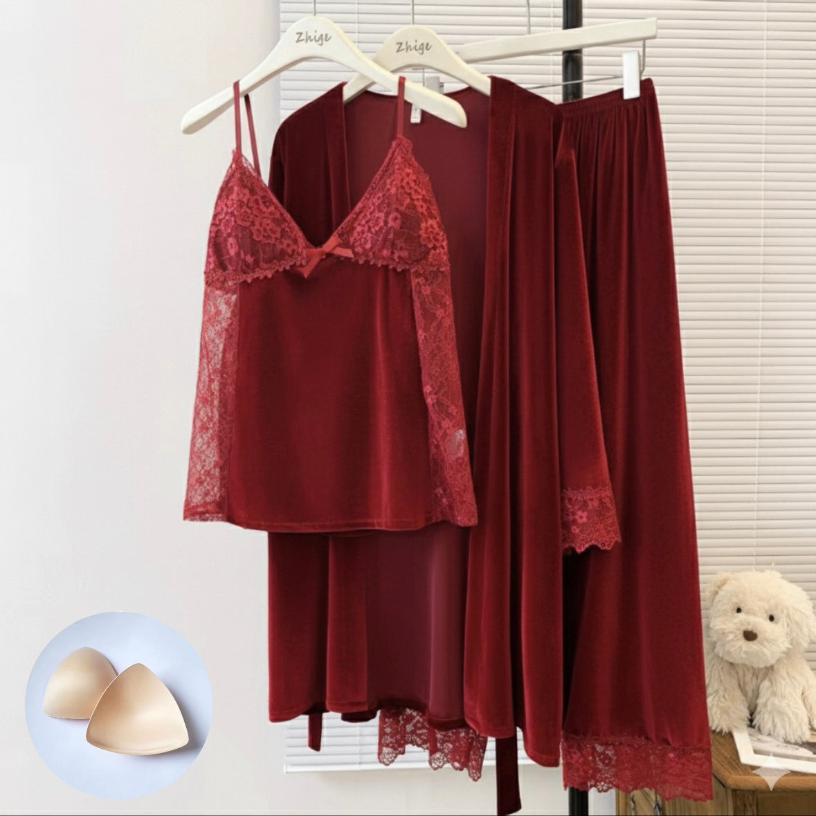 Trosa Dream Velvet Padded Nightsuit - 3pc Set