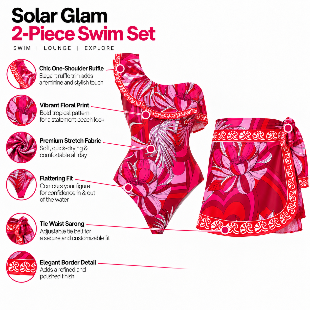 Flirt in Florals Monokini With Skirt Set