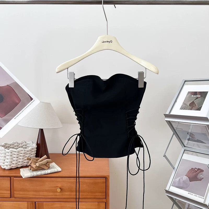 Side Cinch Built-in Bra Tube Top