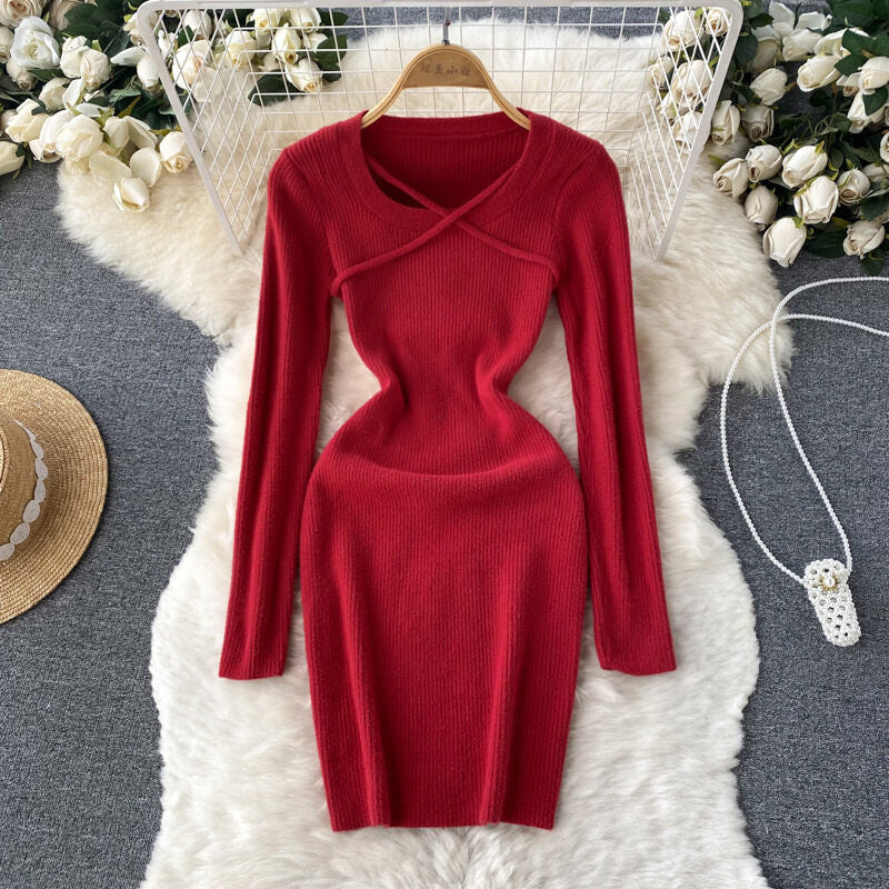 Evilato crisscross knitted bodycon dress