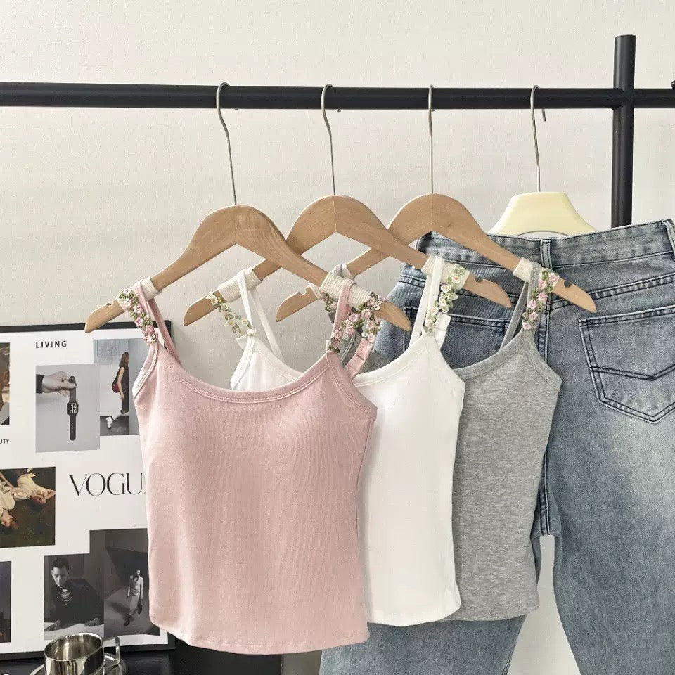 Floral Strap Built-In Bra Top