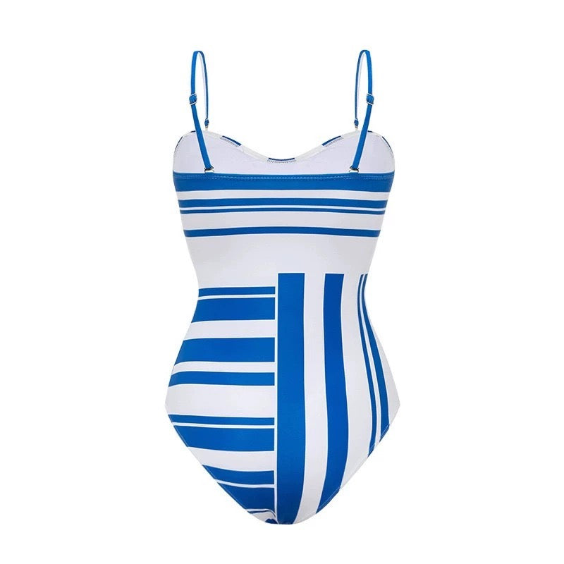 Marine Stripe  Monokini With Skirt Set