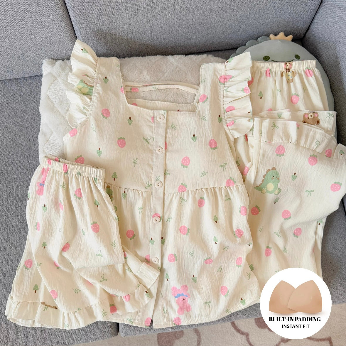 Teddy & Berry Padded Nightsuit -3pcs Set