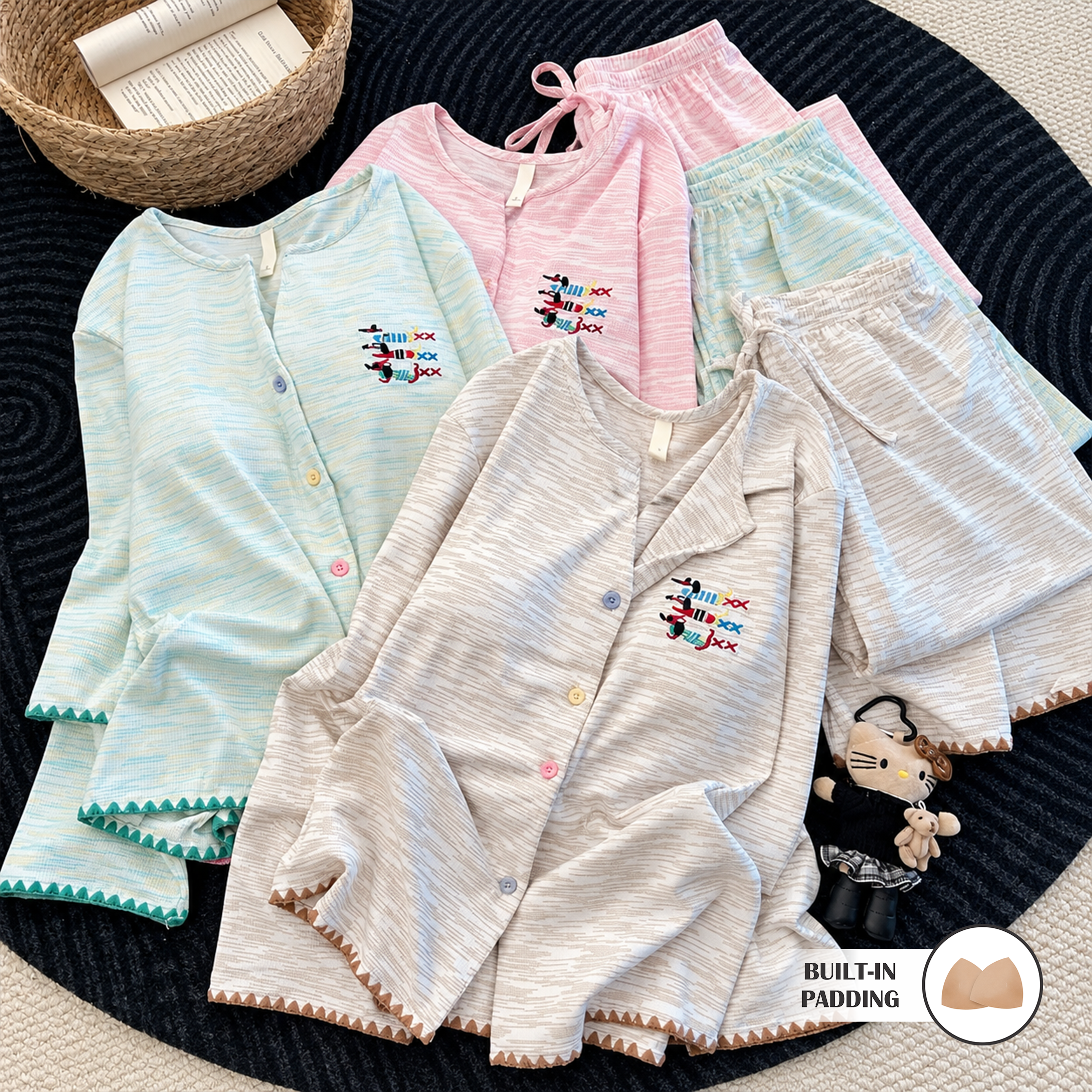 Stitch & Scallop Padded Lounge Set