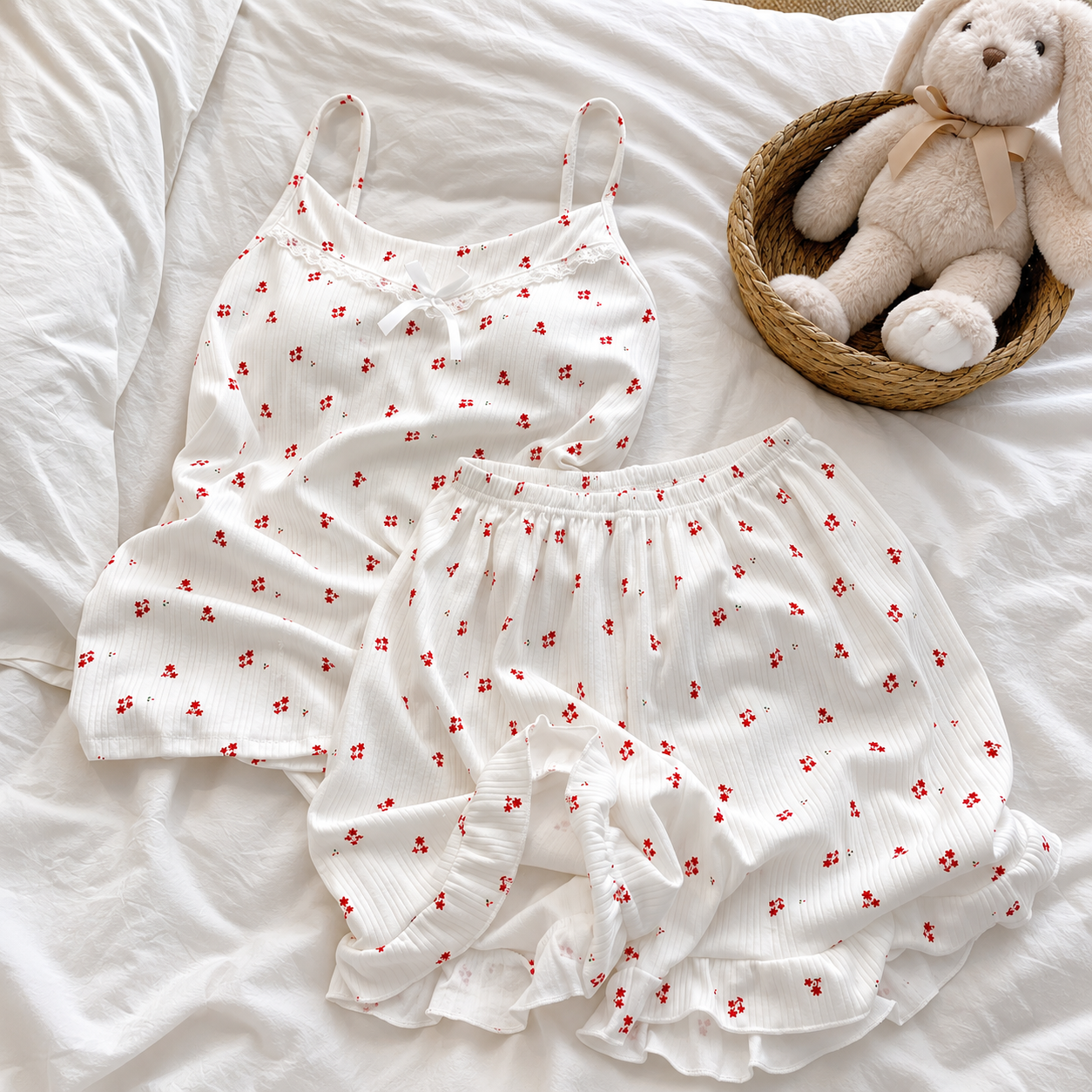 Whispering Flora Padded Nightsuit- 3pc Set