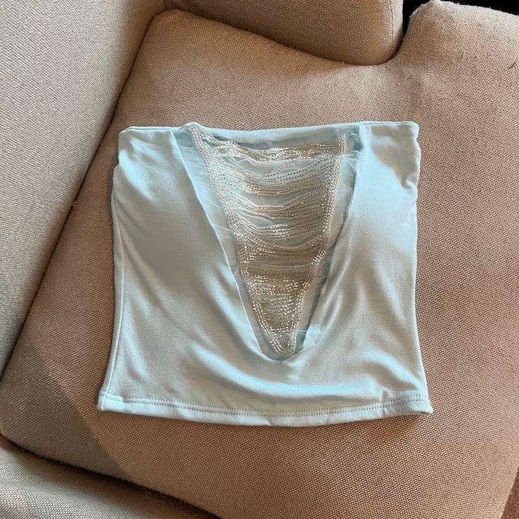 Crystal Waves Built-in Bra Tube Top