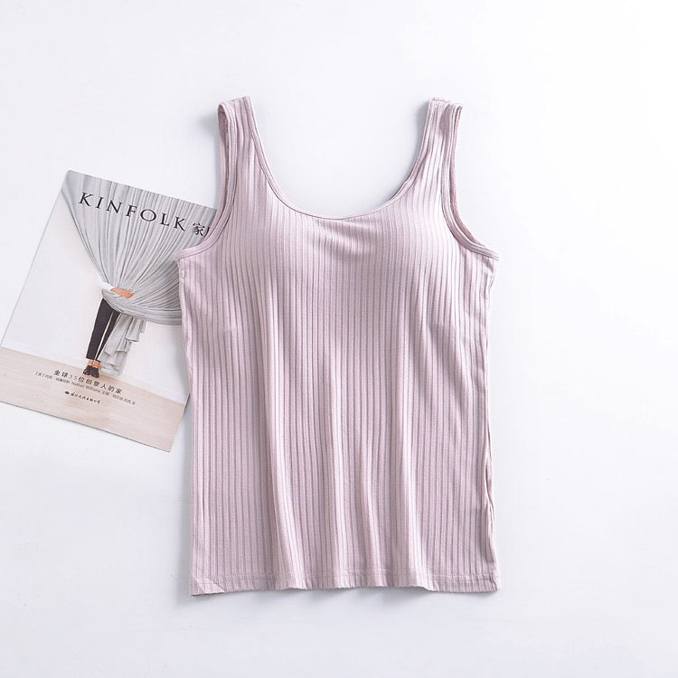 Celine Ribbed Padded Tank Top