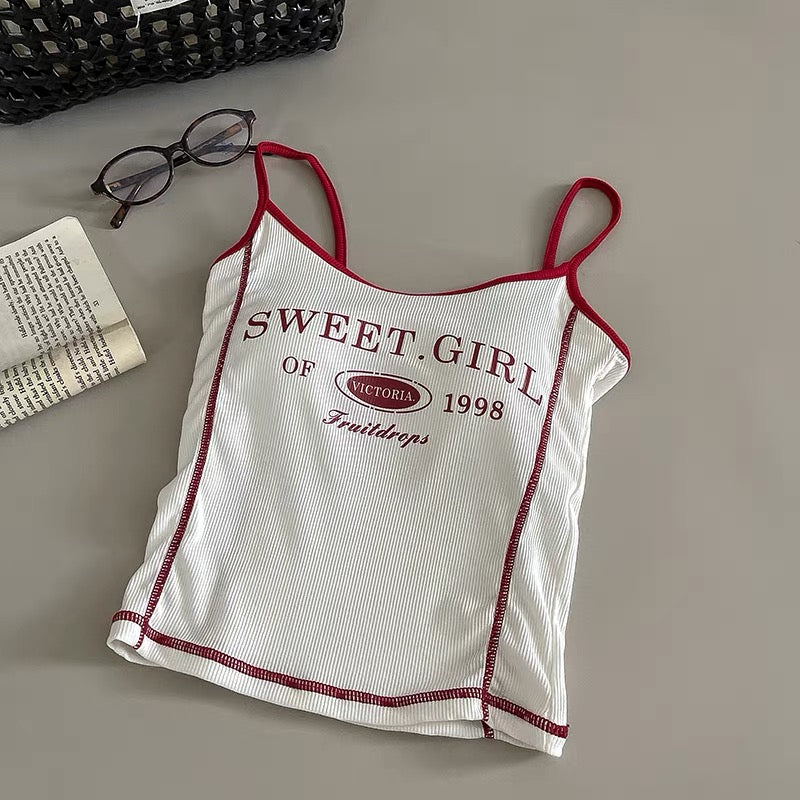 Retro Graphic Built-In Bra Tank Top