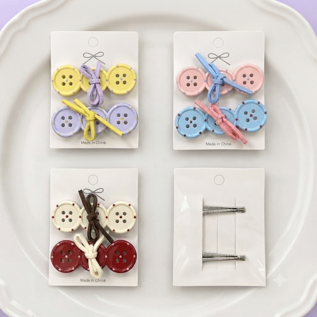Button Babe Hair Clip - Set Of 3