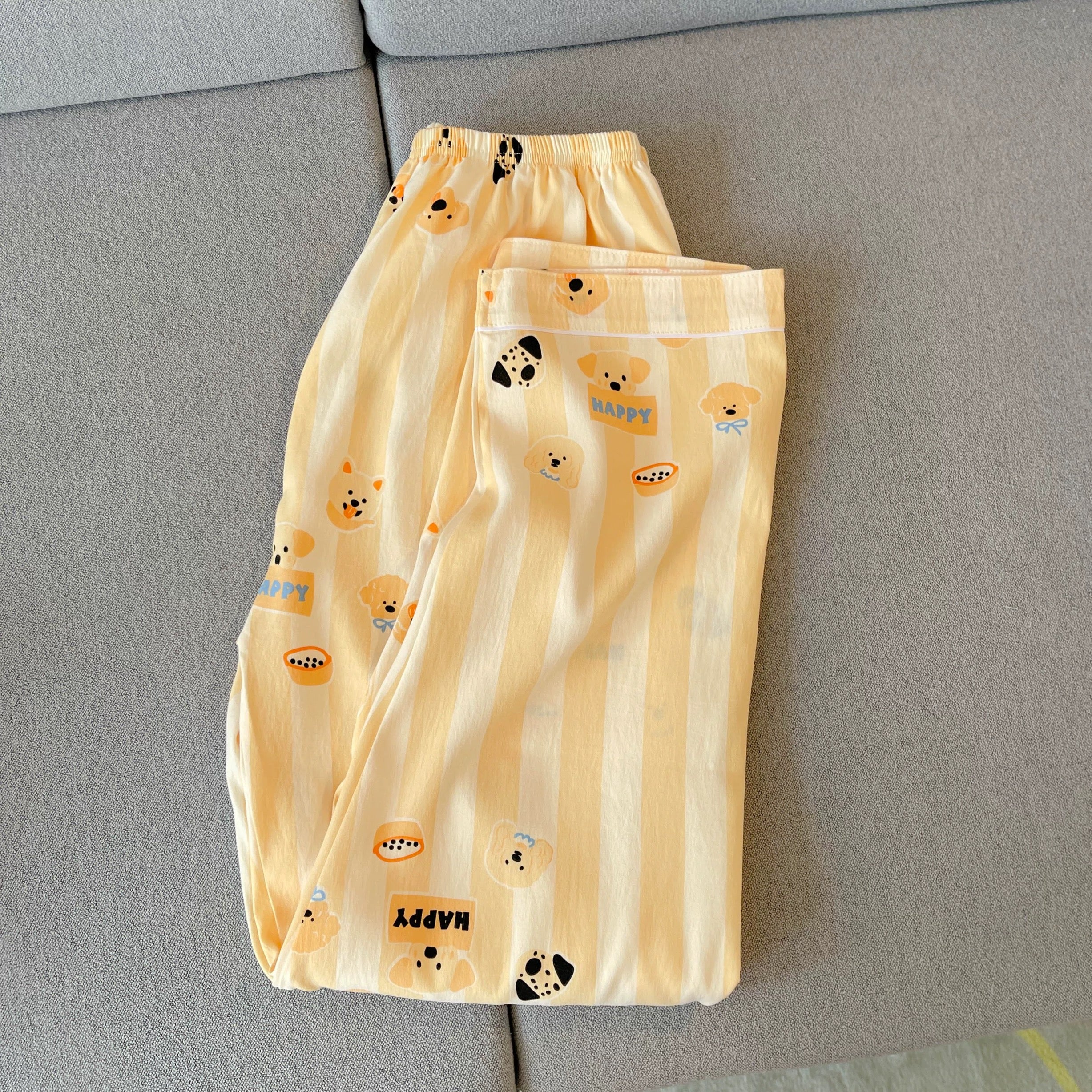 Yellow Puppy Padded Nightsuit- 3pcs Set