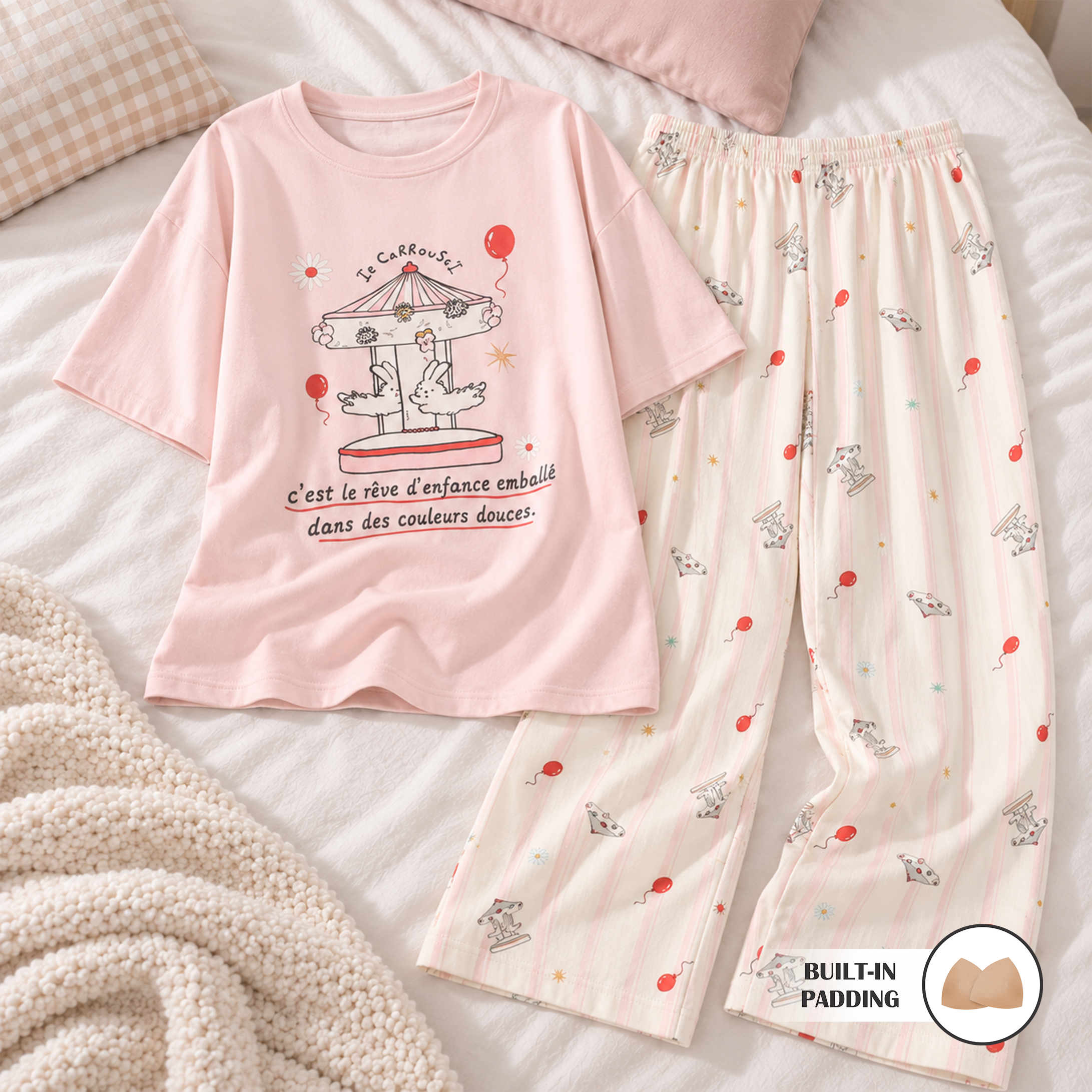 Whimsical Carousel Padded Nightsuit Set
