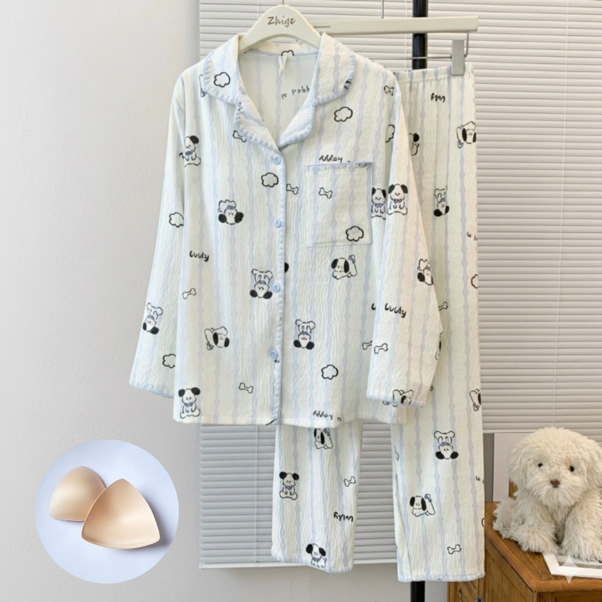 Cloud Bone Doodle Padded Nightsuit Set