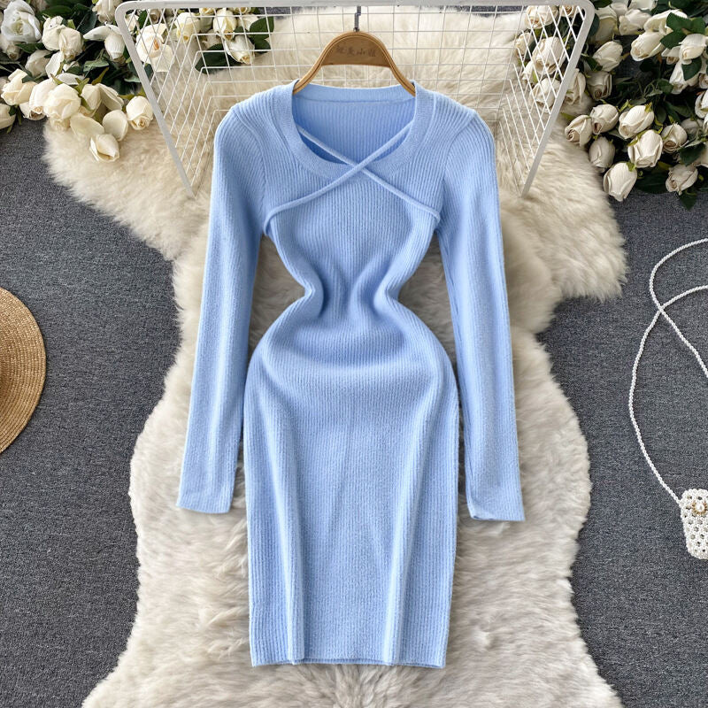 Evilato crisscross knitted bodycon dress