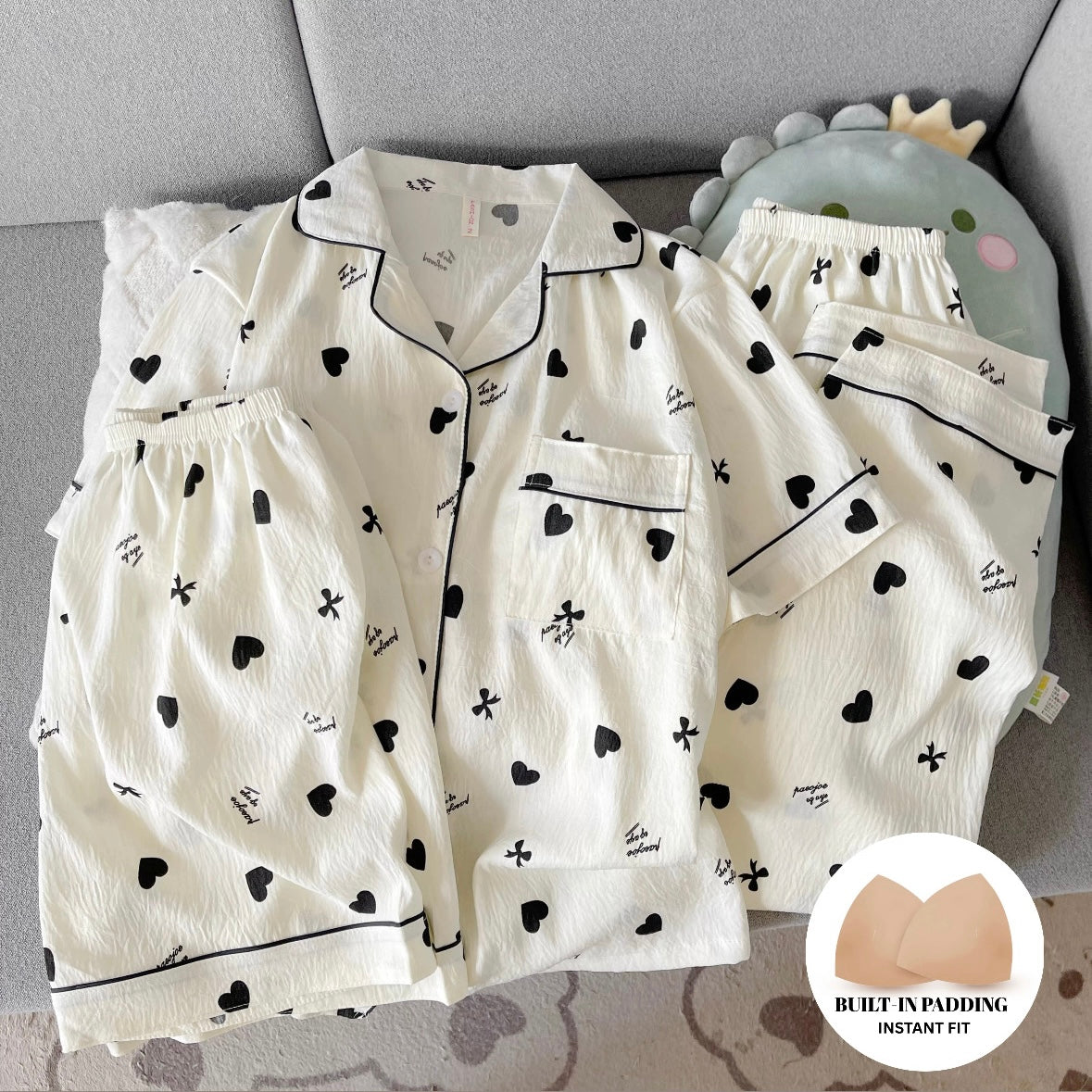 Love Notes Padded Nightsuit - 3pc Set