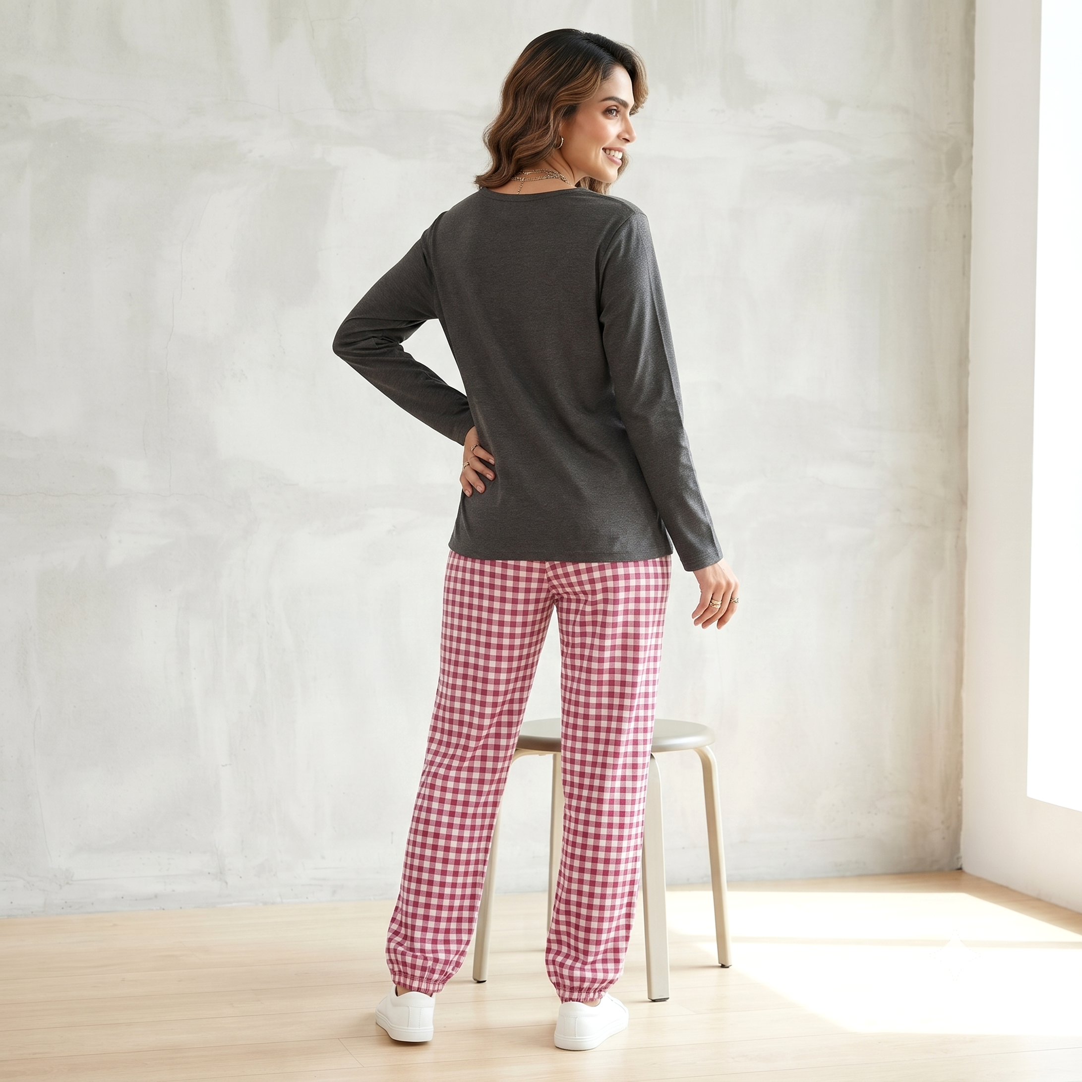 Berry Checks Padded Nightsuit Set