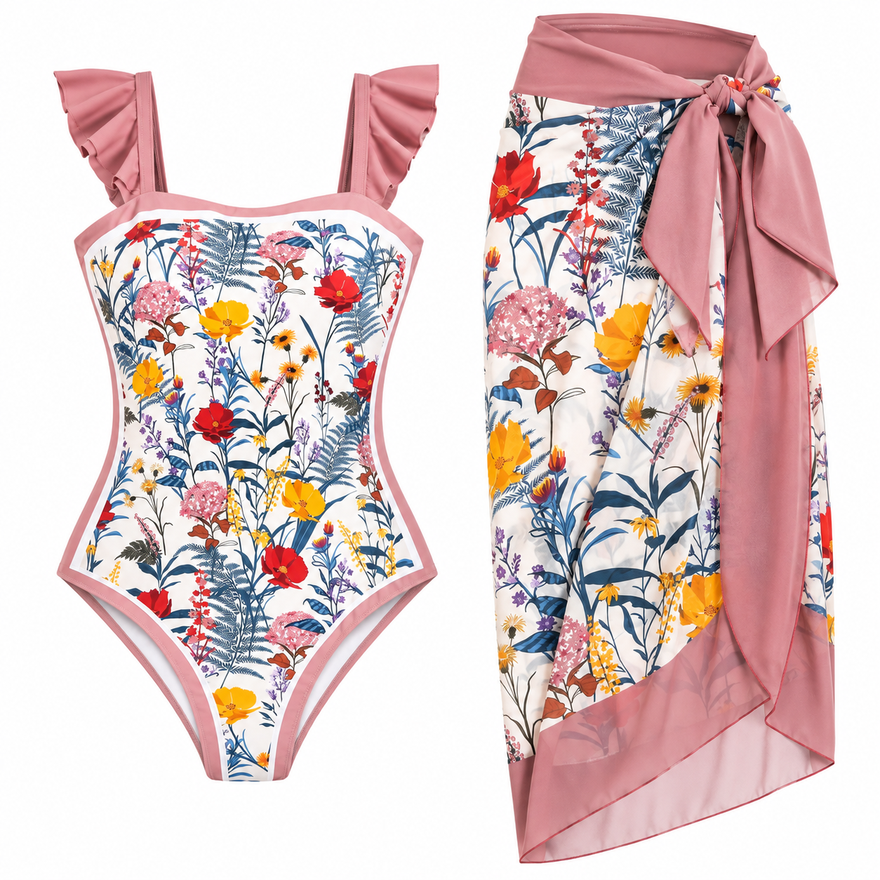 Zanvin Floral Bikini and Sarong Set