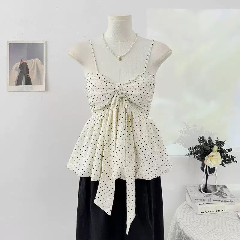 Monroe Polka Peplum Padded Top
