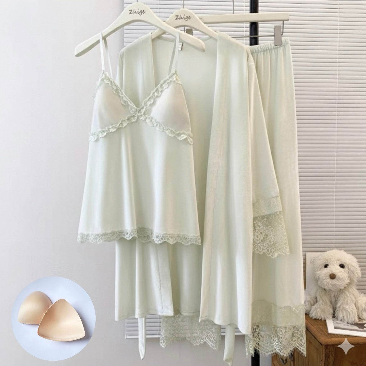 Trosa Dream Velvet Padded Nightsuit - 3pc Set