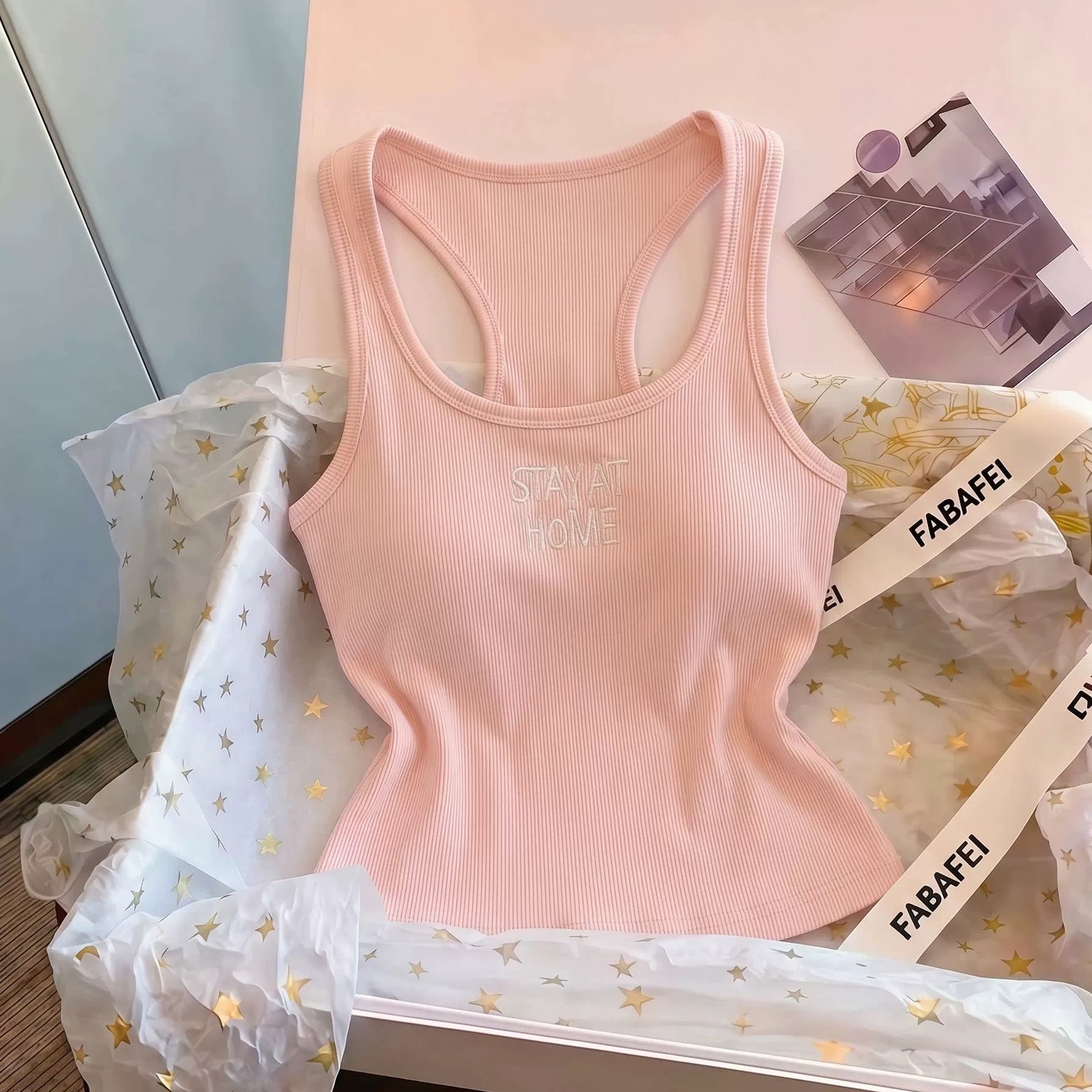 Lazy Day Racerback Built-in Bra Top