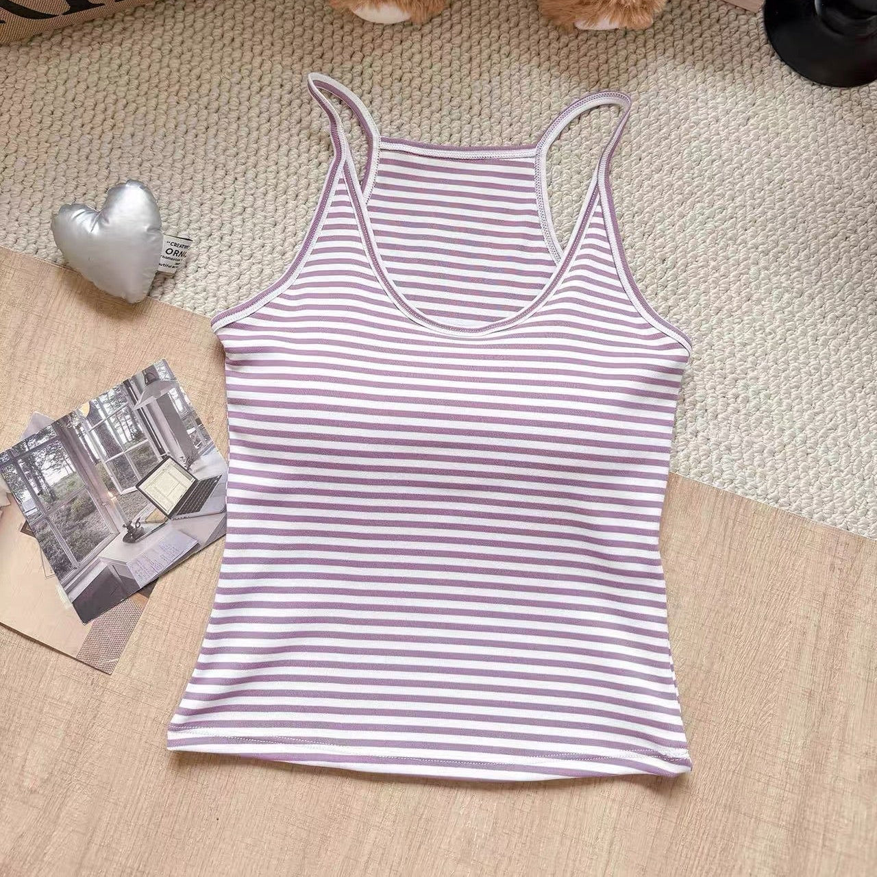 Classic Striped Built-in Bra Top